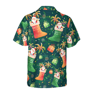 WW | Hyperfavor Weihnachten Hawaiian Shirts, Santa Weihnachtsstrumpf Muster Shirt Kurzarm, Weihnachtshemd Geschenkidee für Männer und Frauen