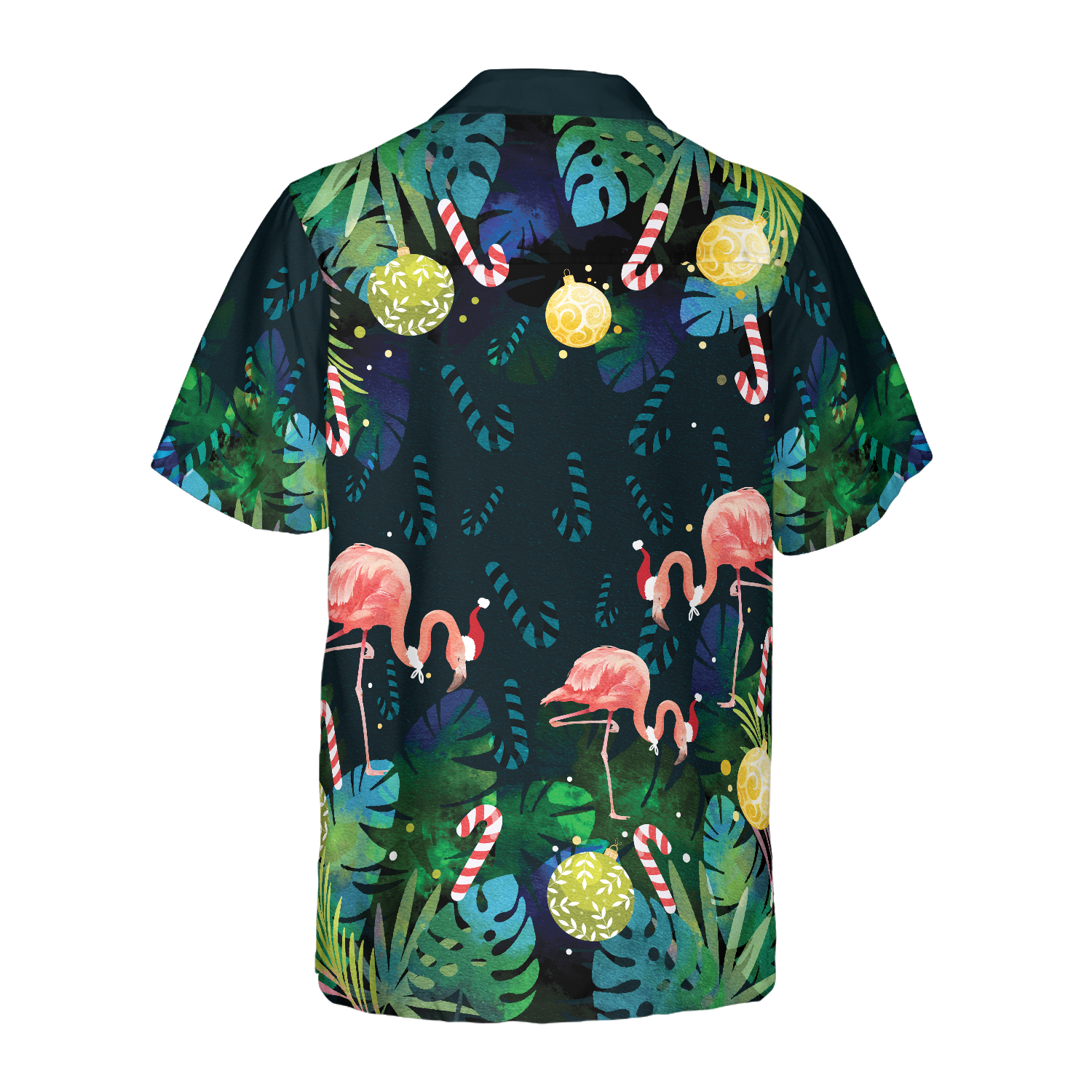 WW | Hyperfavor Weihnachts Hawaiian Shirts für Männer und Frauen, Weihnachts Flamingo Tropical Hawaiian Shirt Knopfleiste Kurzarm