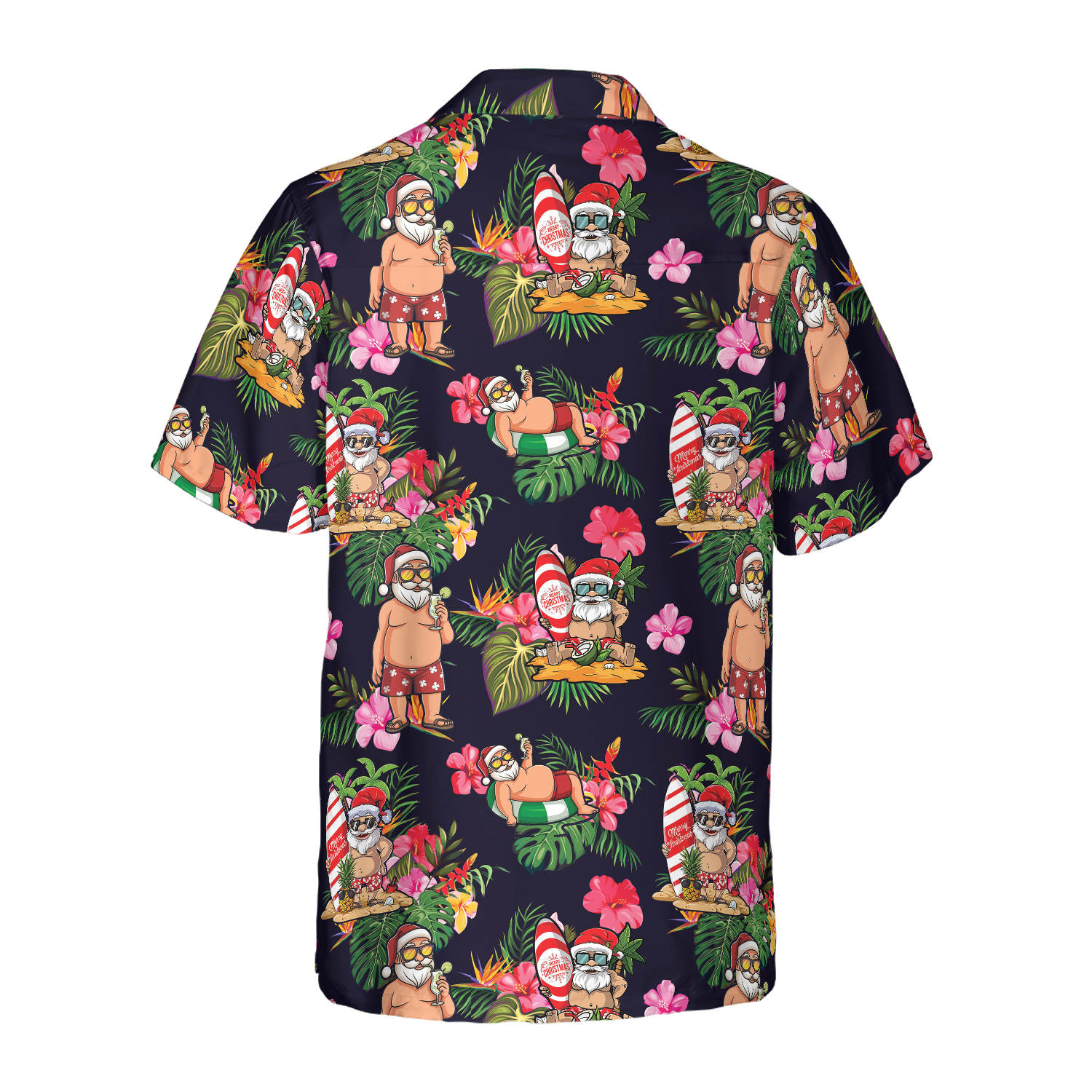 WW | Hyperfavor Weihnachten Hawaiian Shirt, Santa mit tropischem Blumenmuster Kurzarmshirt, Weihnachtshir Idee Geschenk für Männer und Frauen