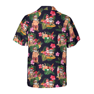 WW | Hyperfavor Weihnachten Hawaiian Shirt, Santa mit tropischem Blumenmuster Kurzarmshirt, Weihnachtshir Idee Geschenk für Männer und Frauen