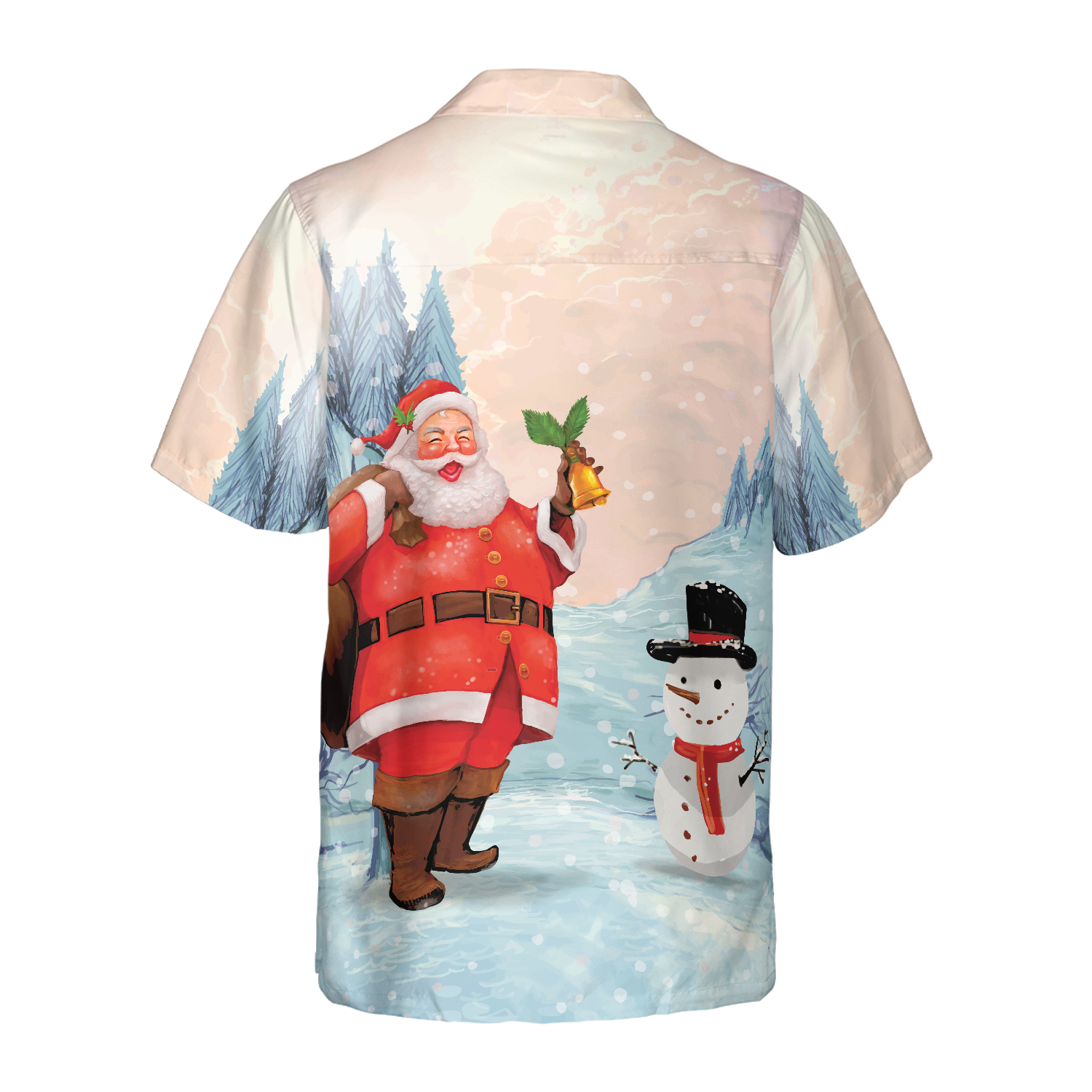 WW | Hyperfavor Weihnachten Hawaiian Shirts, Santa mit Schneemann Shirt Kurzarm, Weihnachts Shirt Idee Geschenk für Männer und Frauen
