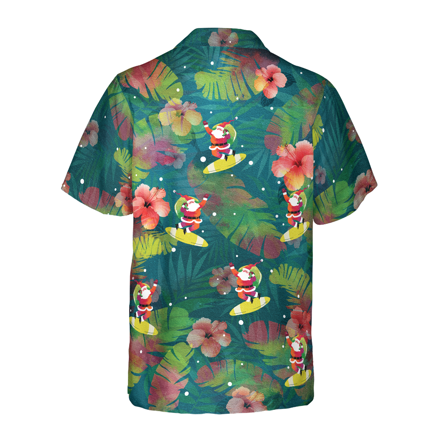 WW | Hyperfavor Weihnachten Hawaiian Shirts für Männer und Frauen, Santa Surfen Tropisches Hawaiian Shirt Knopfdown Shirt Kurzarm