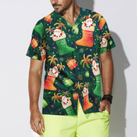 WW | Hyperfavor Weihnachten Hawaiian Shirts, Santa Weihnachtsstrumpf Muster Shirt Kurzarm, Weihnachtshemd Geschenkidee für Männer und Frauen