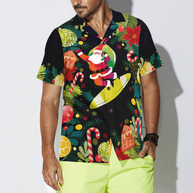 WW | Hyperfavor Weihnachten Santa Surfen Hawaiian Shirt, Weihnachten Shirts Kurzarm Button-Down Shirt für Männer und Frauen