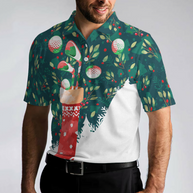 WW | Weihnachts-Golf-Polo-Shirts für Männer und Frauen, Weihnachtssocken mit Golfball-Muster Herren-Shirt Kurzarm