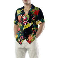 WW | Hyperfavor Weihnachten Santa Surfen Hawaiian Shirt, Weihnachten Shirts Kurzarm Button-Down Shirt für Männer und Frauen