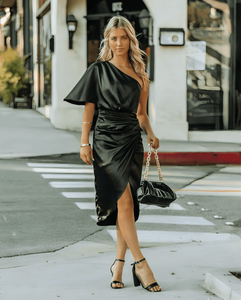 WW | Seidiger Schicker Kleid Damen Elegante Abendkleidung