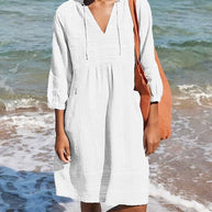 WW | Entspannendes Boho Hemdblusenkleid mit V-Ausschnitt für Damen