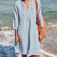 WW | Entspannendes Boho Hemdblusenkleid mit V-Ausschnitt für Damen
