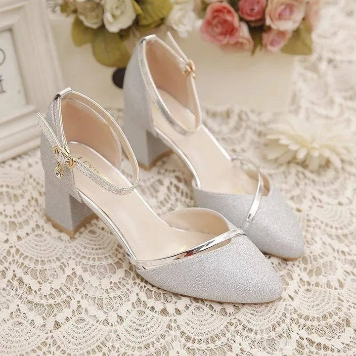 W&W Mode | Elegante Blockabsatzschuhe Für Frauen Knöchelriemen