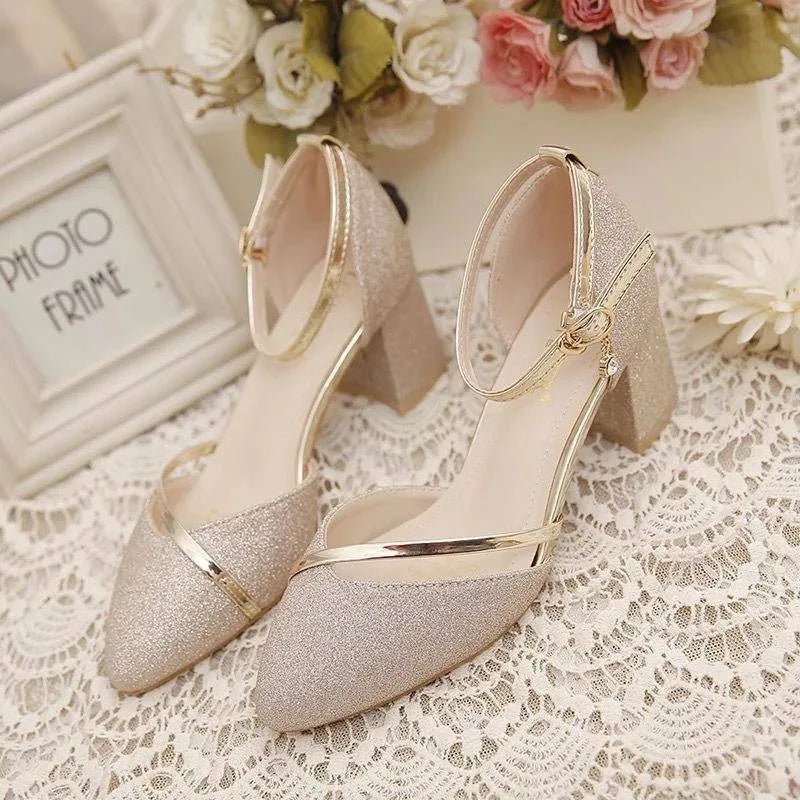 W&W Mode | Elegante Blockabsatzschuhe Für Frauen Knöchelriemen