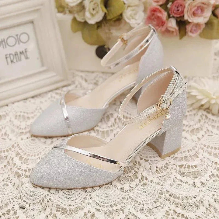 W&W Mode | Elegante Blockabsatzschuhe Für Frauen Knöchelriemen