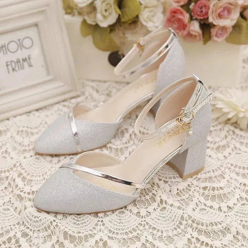 W&W Mode | Elegante Blockabsatzschuhe Für Frauen Knöchelriemen
