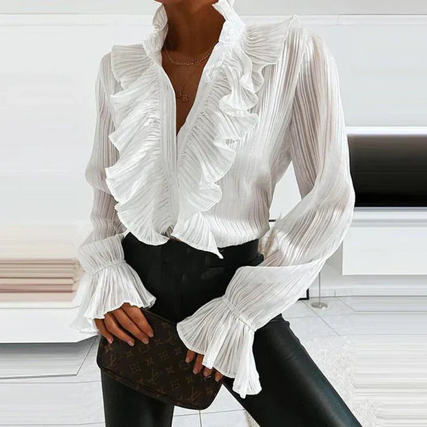 WW | Elegante Bluse Rüschendetails Lange Ärmel