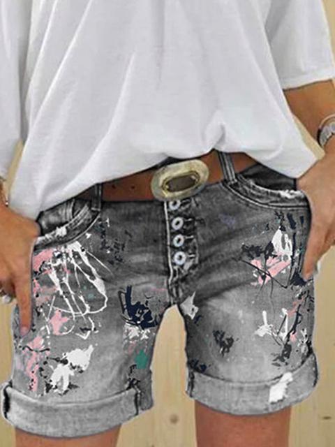 WW | Multi Knopf-Druck Denimshorts