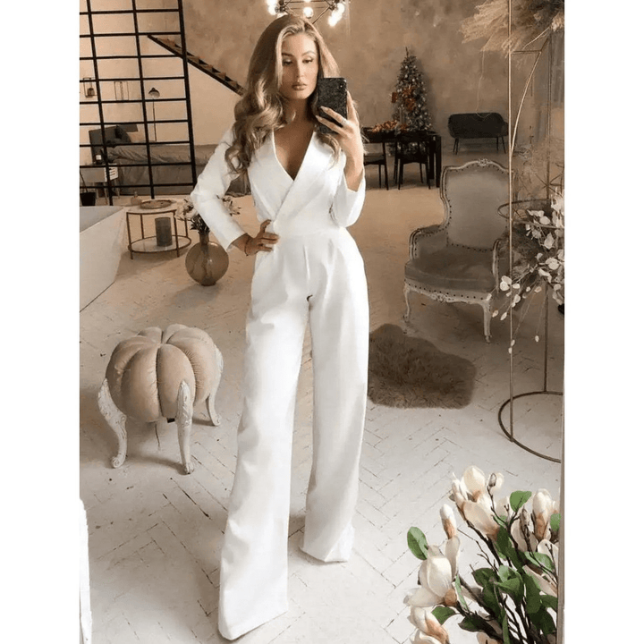 W&W Mode | Damen Jumpsuit Mit V-Ausschnitt