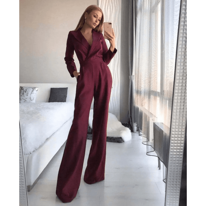 W&W Mode | Damen Jumpsuit Mit V-Ausschnitt