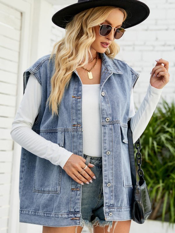 WW | Neues Denim-Weste Sommermode-Trend Denim ärmellose Weste
