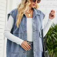 WW | Neues Denim-Weste Sommermode-Trend Denim ärmellose Weste