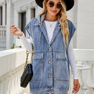 WW | Neues Denim-Weste Sommermode-Trend Denim ärmellose Weste