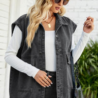 WW | Neues Denim-Weste Sommermode-Trend Denim ärmellose Weste