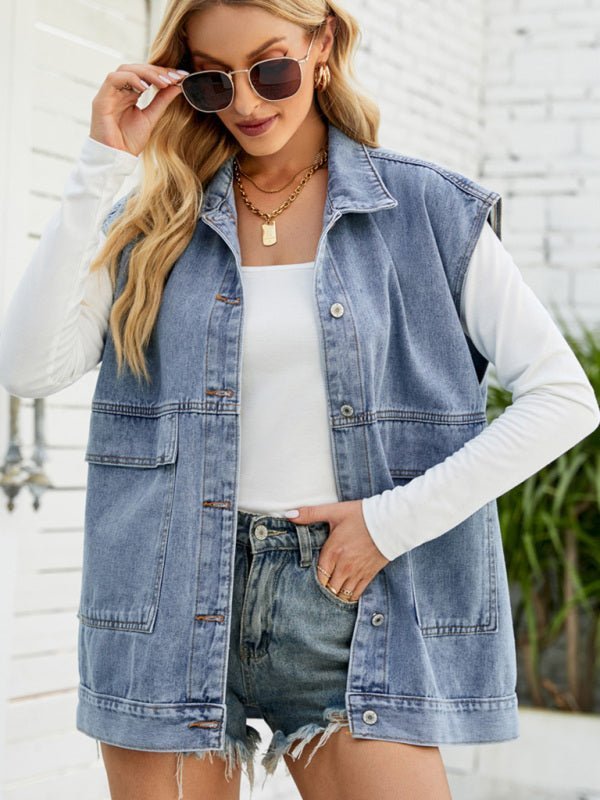 WW | Neues Denim-Weste Sommermode-Trend Denim ärmellose Weste