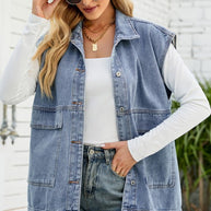 WW | Neues Denim-Weste Sommermode-Trend Denim ärmellose Weste