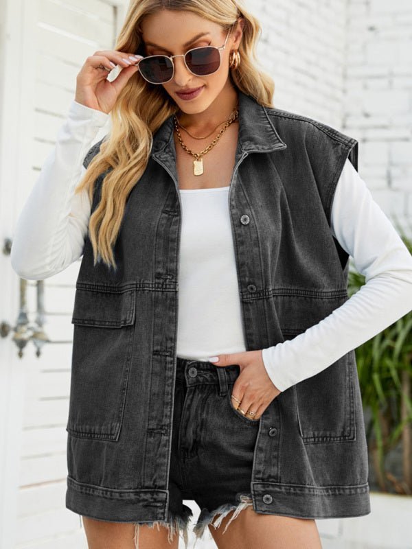 WW | Neues Denim-Weste Sommermode-Trend Denim ärmellose Weste