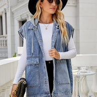 WW | Neues Denim-Weste Sommermode-Trend Denim ärmellose Weste