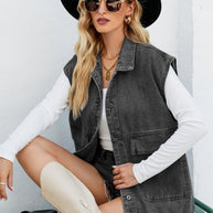 WW | Neues Denim-Weste Sommermode-Trend Denim ärmellose Weste