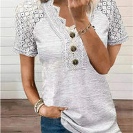 Specas™ - Woman T-Shirt mit kurzen Ärmeln und Spitze