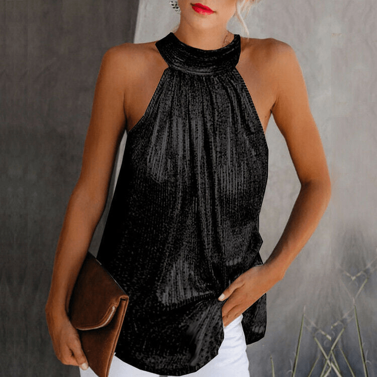W&W Mode | Elegantes Neckholder Top Mit Offenen Schultern Damen Blusen Top
