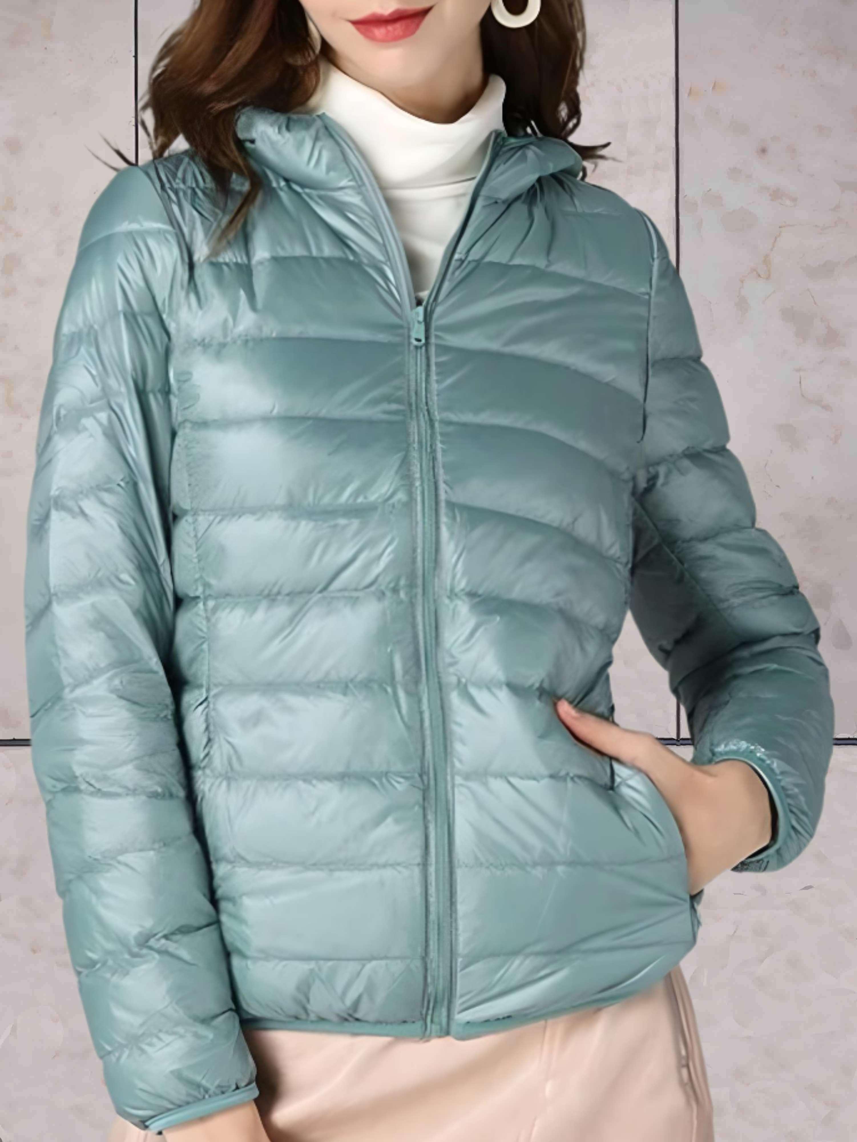 Elegante warme Daunenjacke mit Kapuze