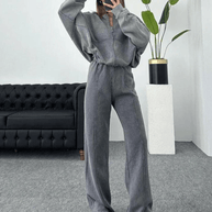 WW | Bequemer Trainingsanzug Damen Sportanzug Bequemes Zweiteiliges Kleidungssatz