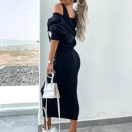 WW | Stilvolles Off Shoulder Crop Top und Midi Rock Set