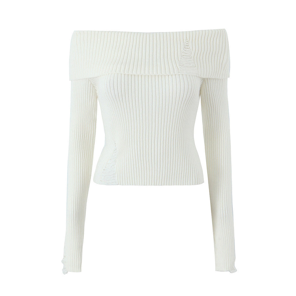 WW | Damen Rippenstrick Slim Fit Off Shoulder Crop Top