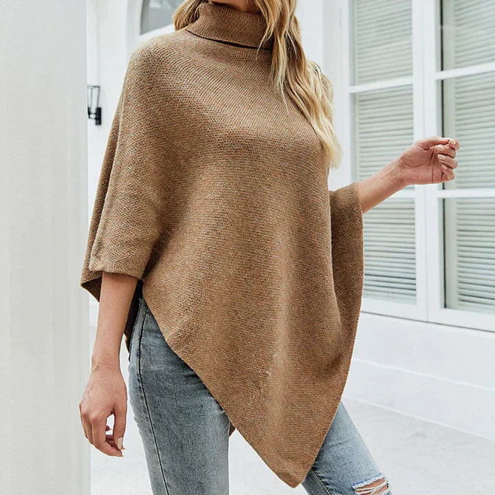 WW | Poncho Mit Rollkragen Und Seitlicher Knopfleiste