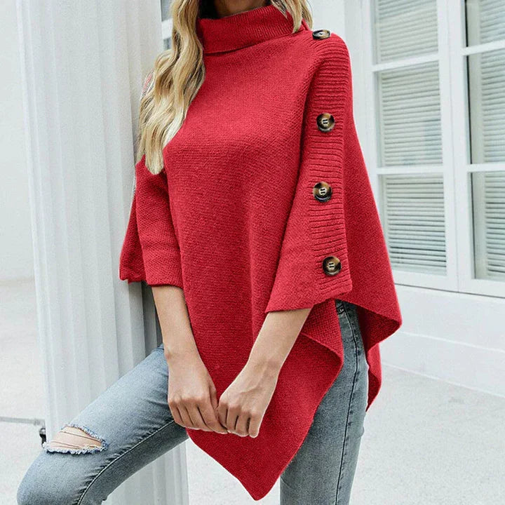 WW | Poncho Mit Rollkragen Und Seitlicher Knopfleiste