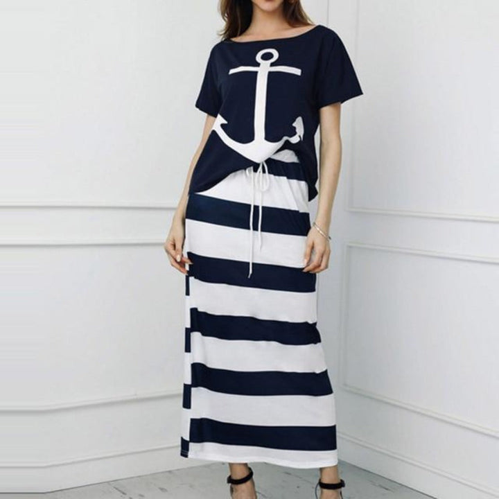 W&W Mode | Off Shoulder Top Und Rock Kleid Batwing Ärmel