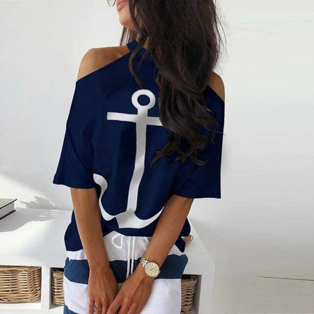 W&W Mode | Off Shoulder Top Und Rock Kleid Batwing Ärmel