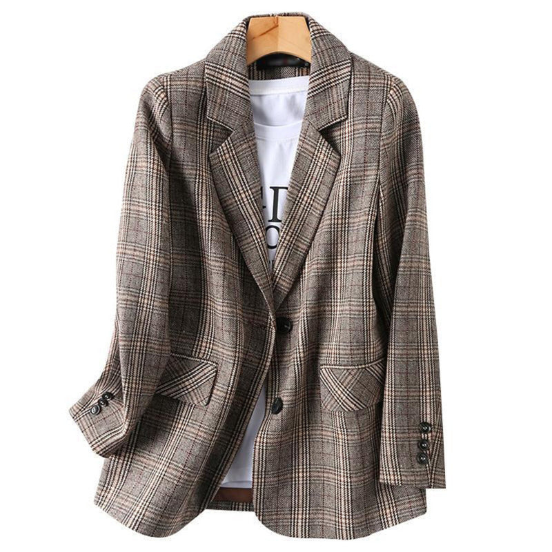 WW | Büro Damen Kariert Blazer Langarm Lässig Jacke