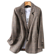 WW | Büro Damen Kariert Blazer Langarm Lässig Jacke