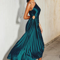 WW | One Shoulder Plissee Midi Kleid