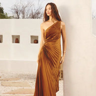 WW | One Shoulder Plissee Midi Kleid