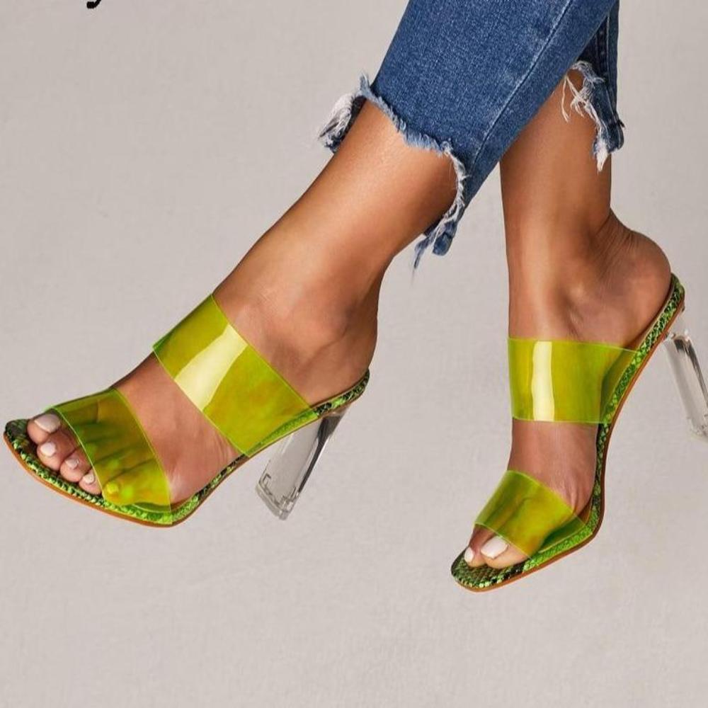 WW | Offene Zehen High Heels Kristall Hausschuhe