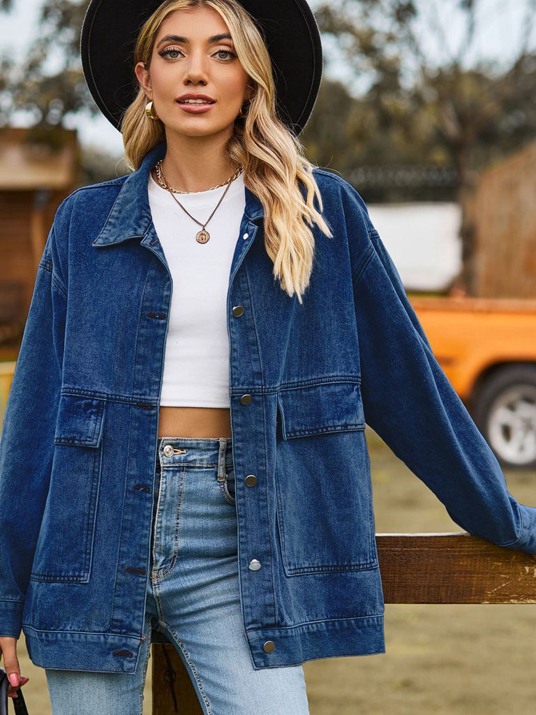 WW | Klappentaschen Jeansjacke Für Frauen