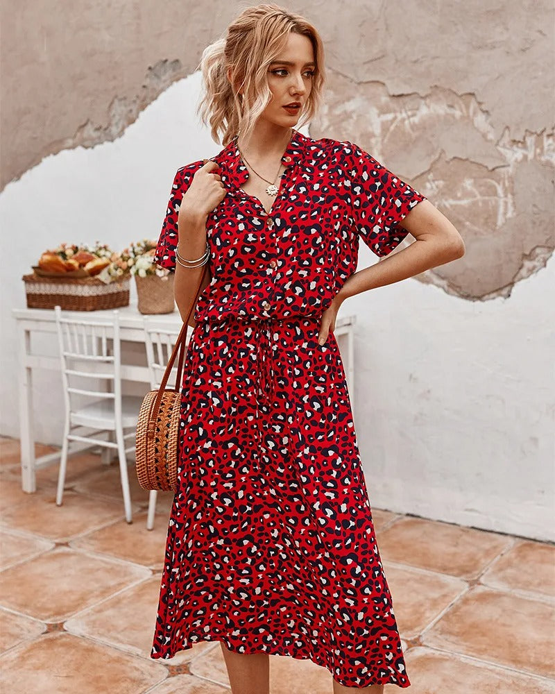 W&W Mode Casual Kleid | Gepunktetes kurzärmeliges Sommerkleid