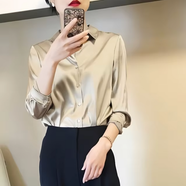 WW | Elegante Damen Satinbluse Luxuriös, Stilvoll & Vielseitig