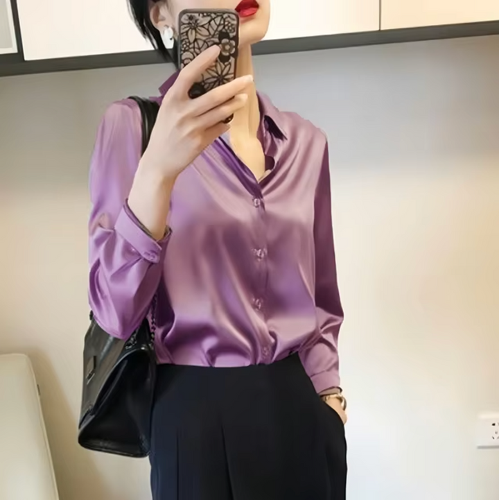 W&W Mode | Elegante Damen Satinbluse Luxuriös, Stilvoll & Vielseitig