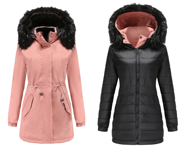 W&W Mode | Damen Winter Steppmantel Wende-Parka aus Baumwolle